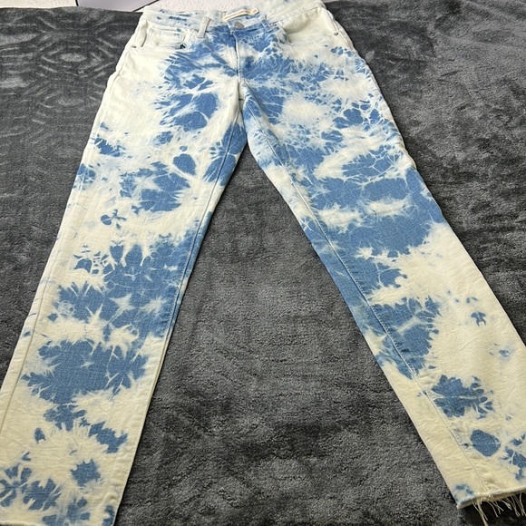 ⭐️Levi’s tie dye 721 high rise skinny ankle raw hem jeans size 26 - Picture 5 of 11